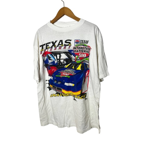 Vintage 90s NASCAR Mens 2XL Texas Motor Speedway Double‎ Sided T-Shirt White